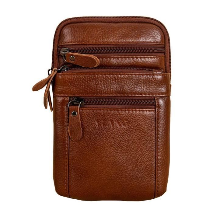 Extra Large Bum Sac avec 6 zips Véritable Luxe en Cuir De Voyage Sac à taille Noir