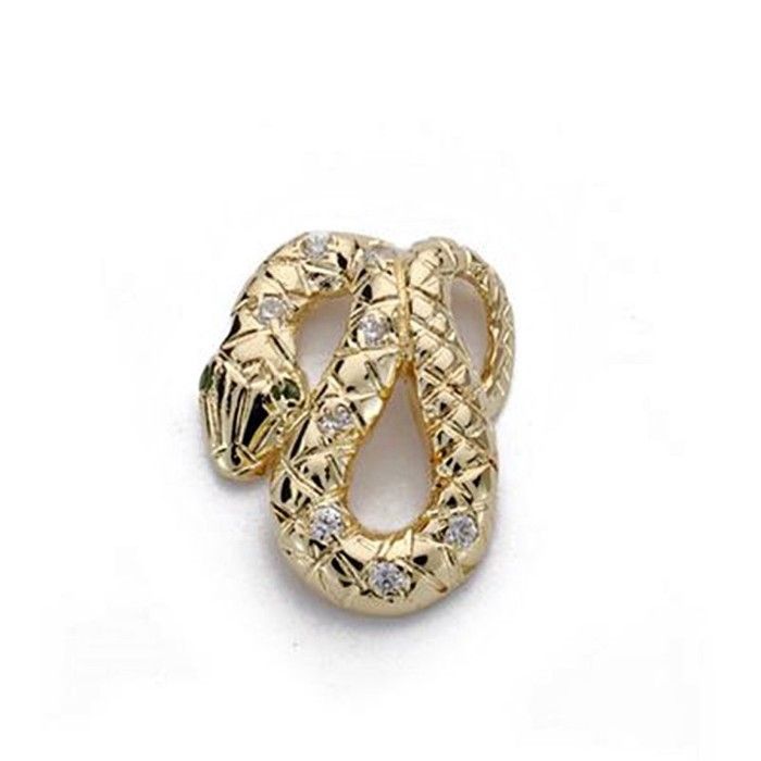 Pendentif 15mm 18k zircons de serpent dor. [AA0006]