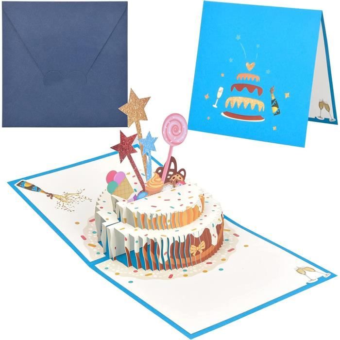 Carte de voeux 3D Happy anniversaire gâteau d'anniversaire - carte