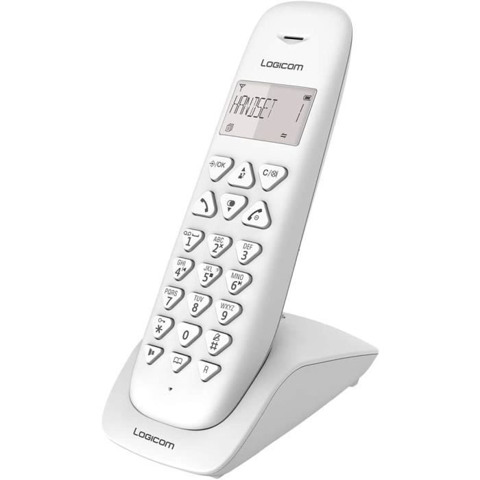 Logicom ILOA 100 Téléphone Fixe Sans Fil - Combiné DECT Noir, Autonomie 90h, Écran Large