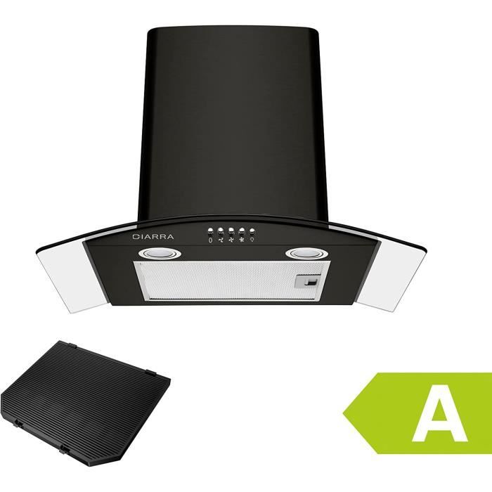 Hotte Aspirante Ciarra 60cm - 650 M³/h, A+++, Modes Recyclage/évacuation