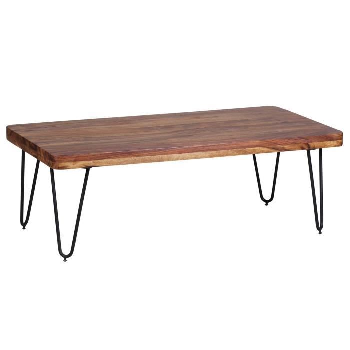 FineBuy Sheesham feuillus table basse 115 x 60 x 40 cm New