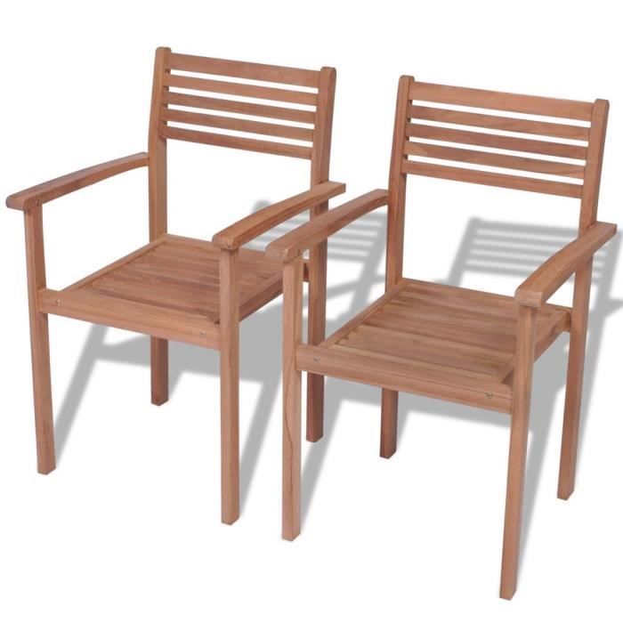 Chaises Empilables De Jardin 2 Pcs Bois De Teck Solide Achat Vente Fauteuil Jardin Chaise De Jardin Cdiscount
