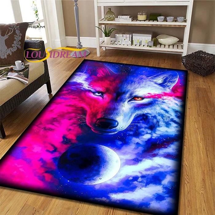 PEIHUODAN Grand Tapis De Salon Animal 3D Loup Renard