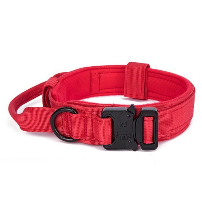 Meilleurs prix pour Collier tactique durable pour chien - Rouge - Tailles moyennes et grandes - Réglable