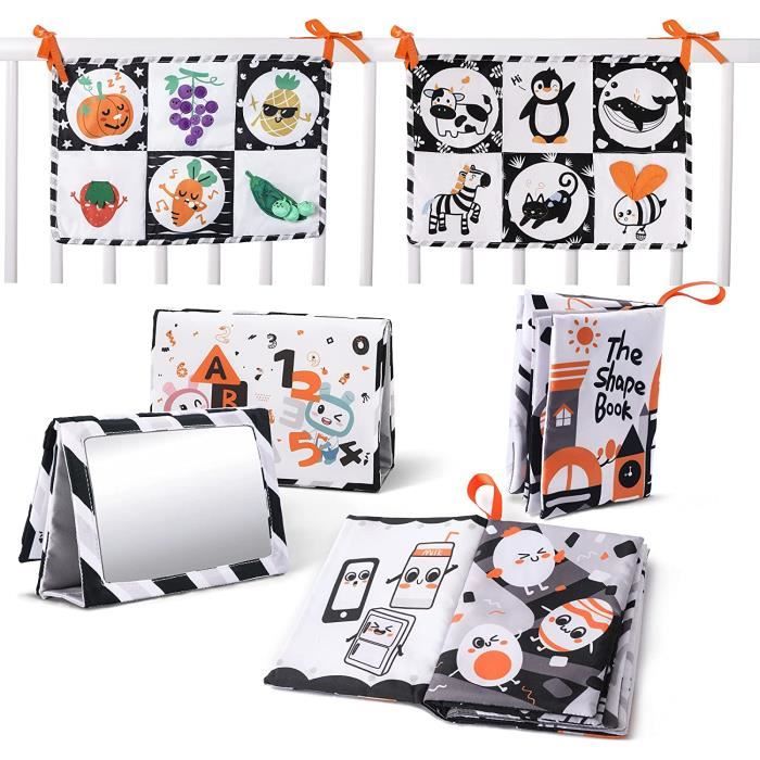 Livre Noir Et Blanc Bebe Livre Contraste Bebe Livre Tissu Bebe Jouets D Eveil Avec Miroir Jouets Pour Poussettes Jouet A Susp 96 Cdiscount Puericulture Eveil Bebe