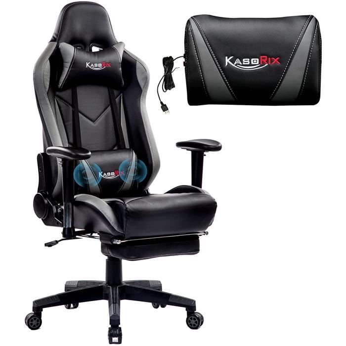 Kasorix Grande et Grande Chaise de Bureau PC Ergonomique Noire avec accoudoir réglable Chaise de Bureau exécutive en Cuir Respirant noir-9107 