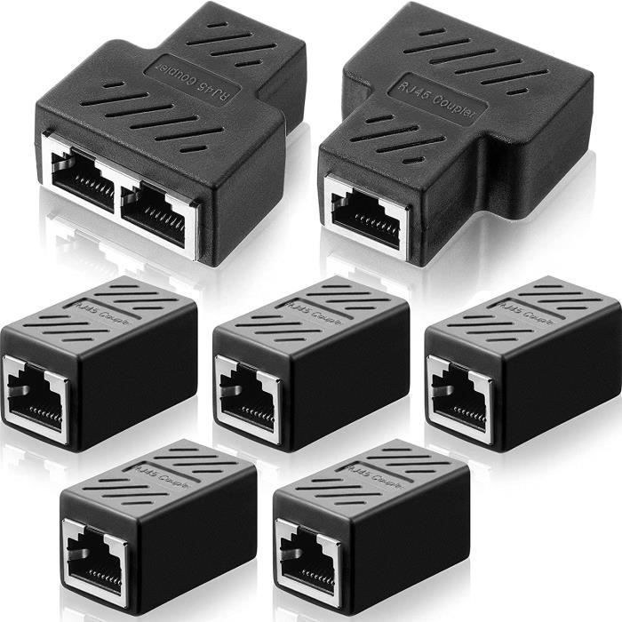 7 Connecteurs Répartiteur Ethernet RJ45 Coupleur RJ45 Cat7- Cat6- Cat5e-  Cat5 Coupleur de Câble Réseau Ethernet Femelle à Femel[461] - Cdiscount  Informatique