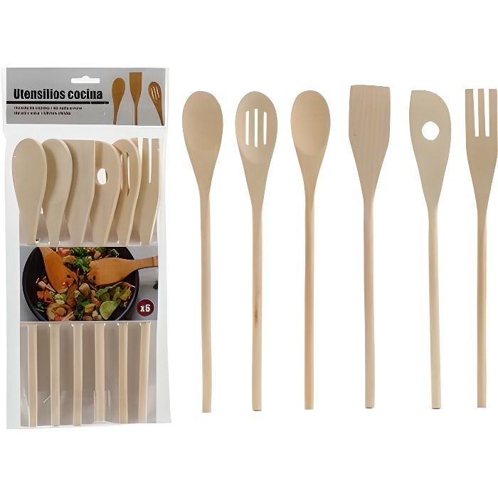 Set Rétro 10 Pièces Ustensiles Cuisine En Bois – Vintage 1970, Avec Coquetiers Et Salière