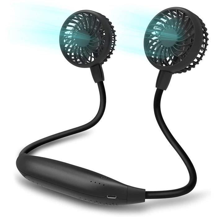 Ventilateur De Nuque Portable Sans Pales - USB Rechargeable, Batterie 2400mAh, 3 Vitesses, Réglable 360° - Pour Bureau, Sport, Voyage (Vert)