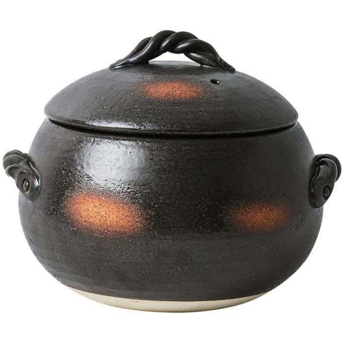 Cocotte En Argile Donabe Japonaise 0,7L - Céramique Résistante à La Chaleur, Avec Couvercle - Pour Soupes, Riz - 3