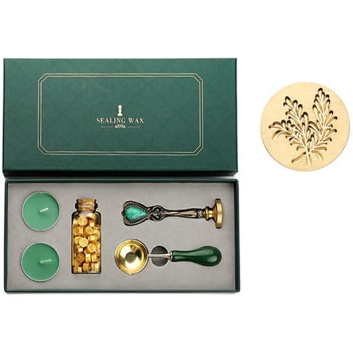 Kit Sceau De Cire 500 Perles Octogonales Rouge Or - Cuillère à Fondre Et Bougie Incluses