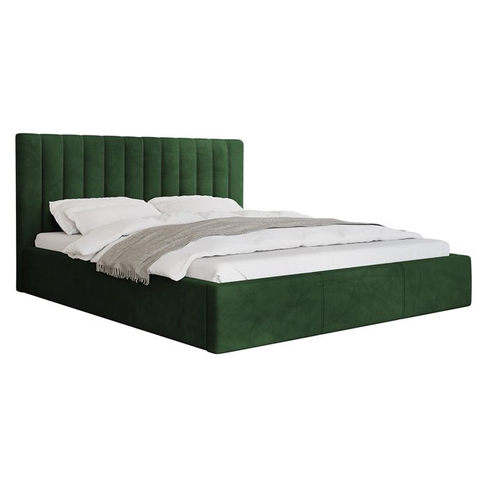 Rosario - lit coffre king size - 180x200 - sommier inclus - en velours - Vert