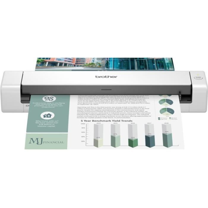 Brother ADS-1600W Scanner Compact Ecran Tactile Couleur A4|Recto-Verso|18 ppm Noir//Blanc Scan vers Cloud Scan to USB Wi-Fi Couleur Chargeur 20 Feuilles