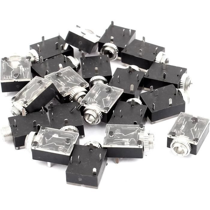 sourcing map 9 pcs PCB Plastique 5 Femelle pour Montage sur Panneau Terminal 3,5 mm Prise Jack Audio écouteur