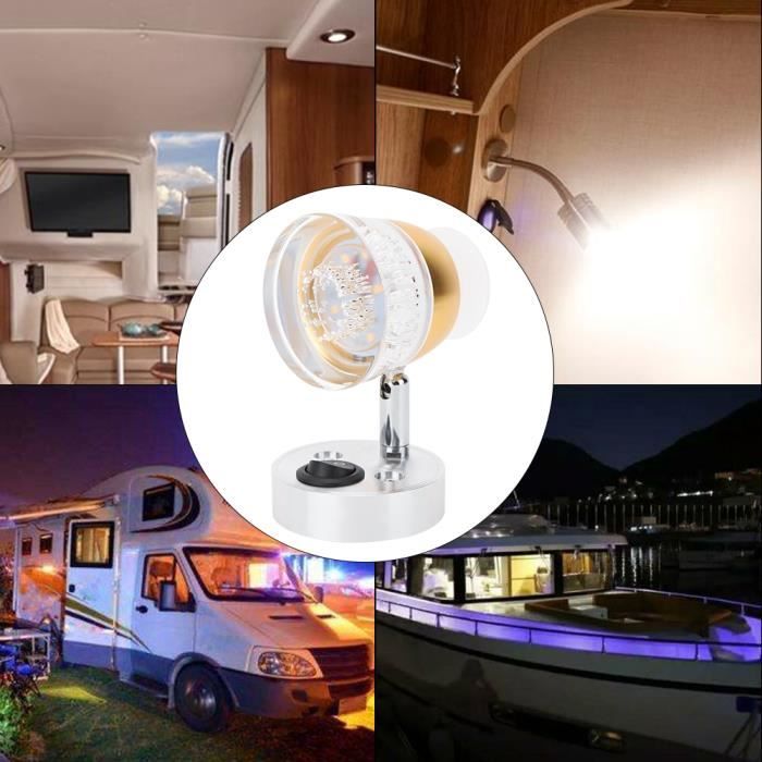 Cikonielf éclairage de caravane 12V-24V LED double têtes spot interrupteur  ovale chevet lampe de lecture RV bateau camping-car
