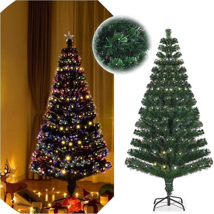 Sapin De Noël Artificiel 180 Cm Avec LED – Floqué, 752 Branches, 250 Lumières Blanches Chaudes, Montage Facile