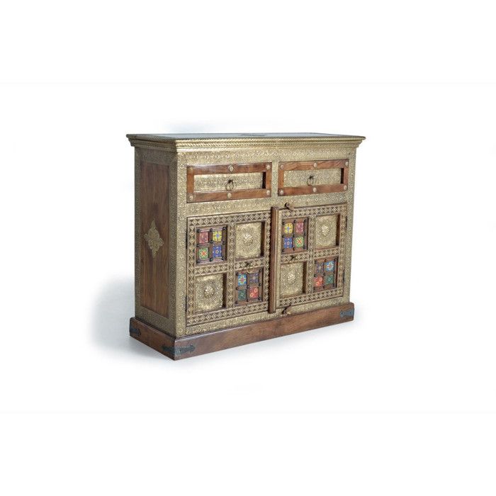 Commode - Giner y Colomer - Bois dacacia - Céramique - Bronze - Style ethnique Commode - Giner y Colomer - Bois dacacia - Céramique - Bronze - Style ethnique