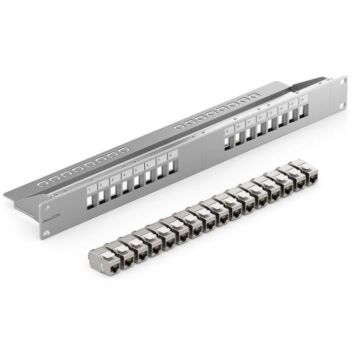 Panneau De Brassage 6 Ports 1U DeleyCON Avec 6 Modules Keystone Jack STP CAT6a - Gris