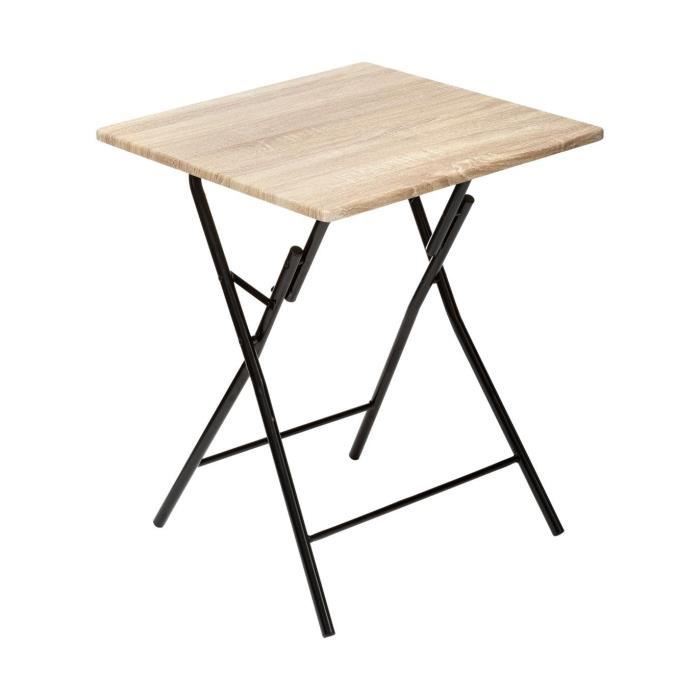 table d'appoint pliante bois clair 60 x 60 cm beige - five - hauteur 75 cm - métal - contemporain - design