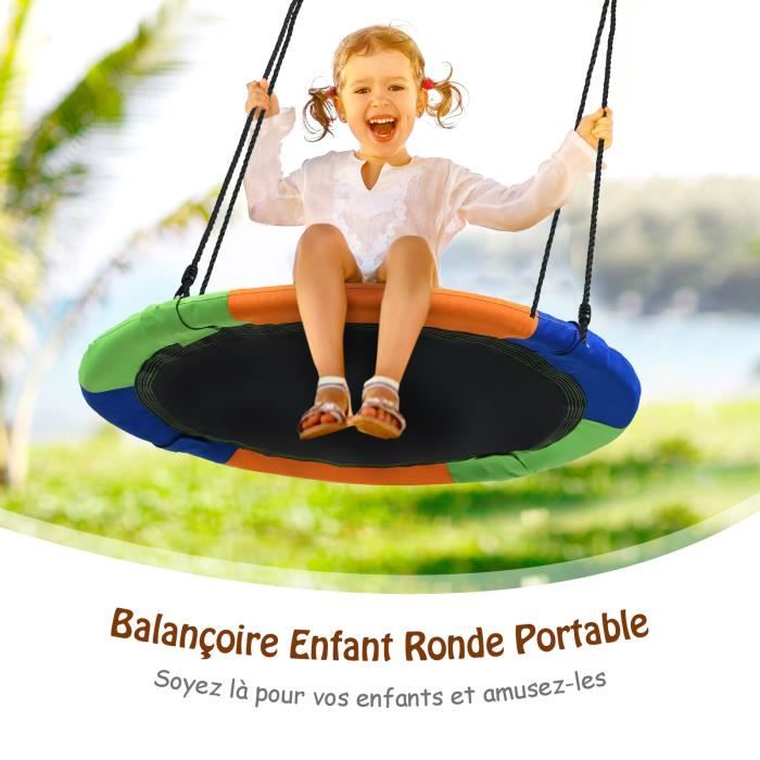 Giantex Balancoire Nid D Oiseau Rond Pour Arbre Reglable 100 Cm A 160 Cm Avec Corde Multibrins Pour Installation Sur Portique Cdiscount Jeux Jouets