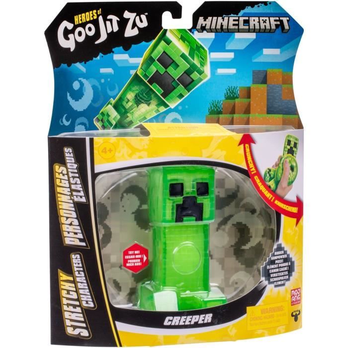 Figurine extensible GOO JIT ZU Minecraft Creeper 11 cm Texture élastique Extensible 3x