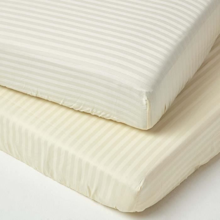 Lot De 2 Draps Housse Lit Bebe En Coton Egyptien 330 Fils Jaune Pastel 60 X 1 Cm Cdiscount Maison