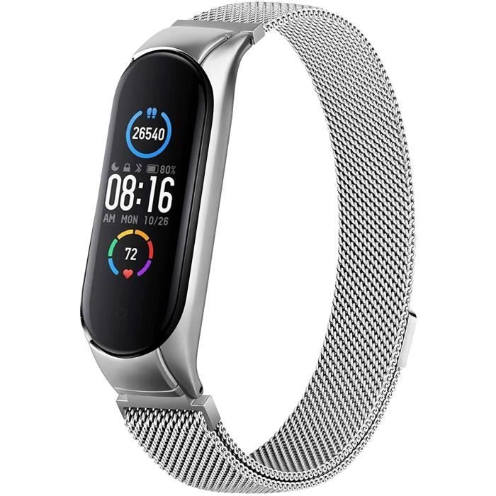 Bracelet Milanais Compatible avec Xiaomi Mi Band 5 & Mi Band 6 & Mi Band 4 & Mi Band 3 Maille Métal Bracelet en Acier Inoxydable