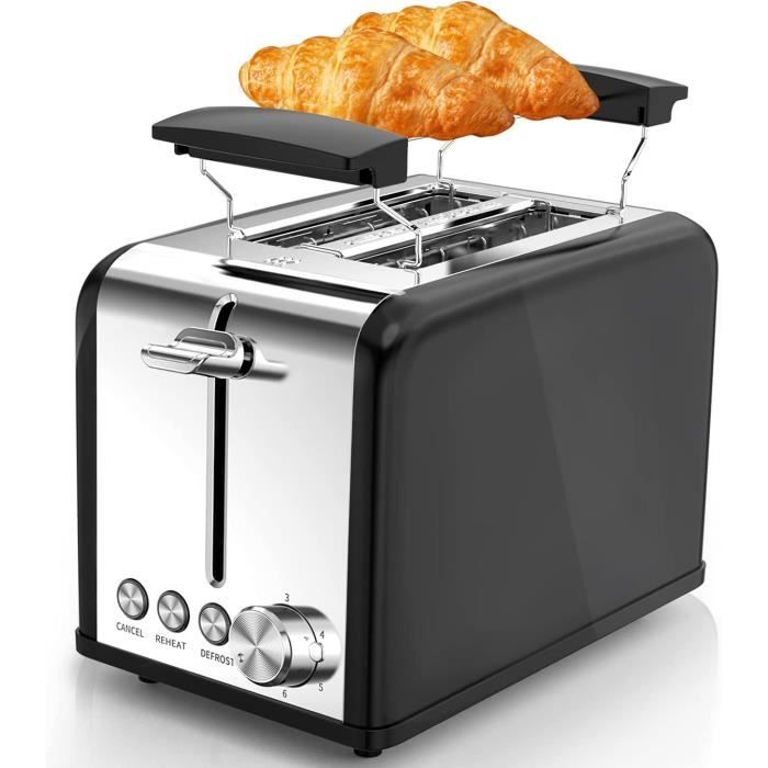 Morpilot Grille Pain Noir Vintage Toaster Grillepain Inox avec 2