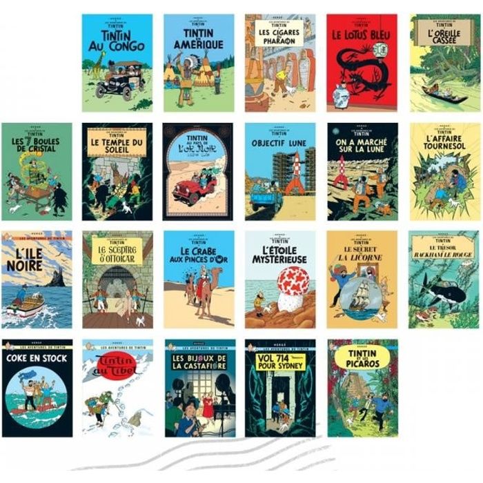 Set 22 Cartes Postales Des Couvertures Des Albums Des Aventures De Tintin Fr Cdiscount Beaux Arts Et Loisirs Creatifs