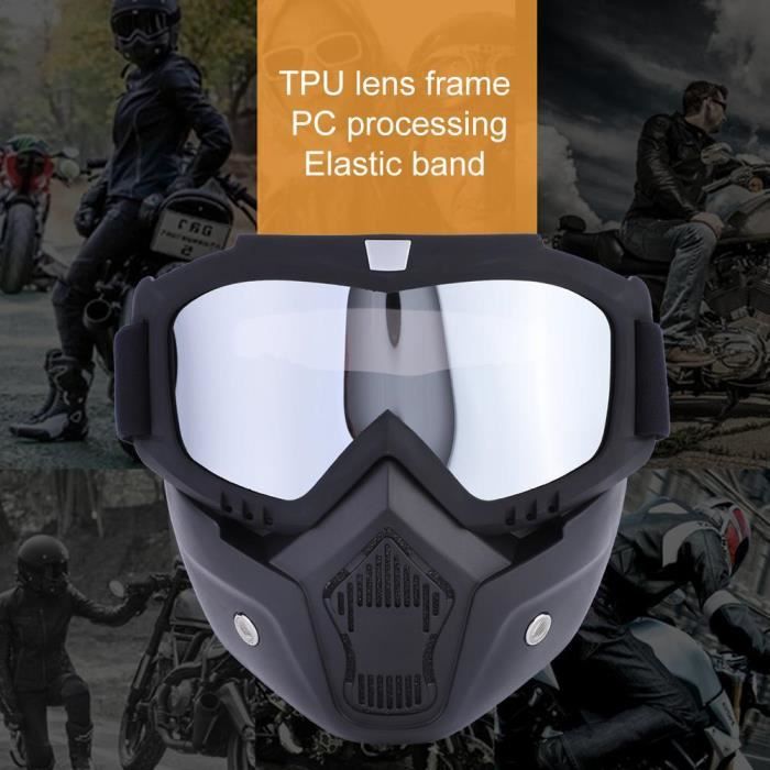 Masque facial de lunettes de moto lunettes de protection anti-brouillard de course de motocross de PC cadre blanc