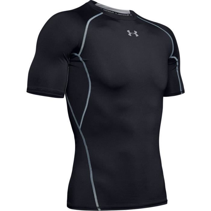 T-shirt compression running à manches courtes - Homme - UNDER ARMOUR - UA001 - Noir - Protection UV SPF 30