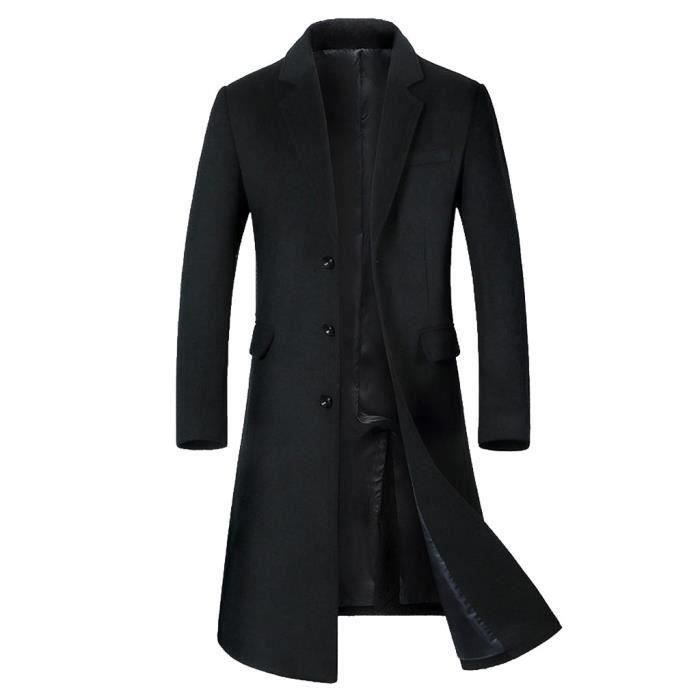 Manteau Long Homme Hiver En Laine - Trench Coat Classique Élégant, Coupe Slim Fit | Pour Tenue Habillée Ou Décontractée