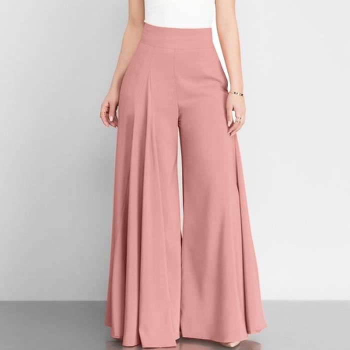 FUNPLUS Pantalons de Loisirs pour Femmes Grande Taille Velours Taille Haute Pantalons à Jambes Larges Confortables en Plein air Bas Droits Amples