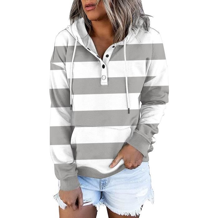 Tee shirt manche top longue capuche femme
