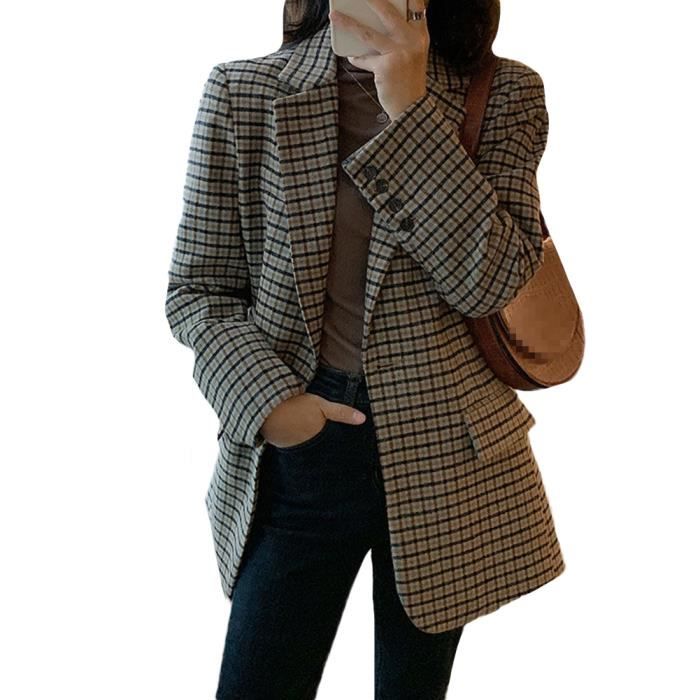 Blazer Borneobulletin Shein Manteau A Carreaux Avec Boutons Veste