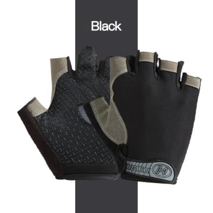 Gants de sport demi-doigt pour hommes et femmes - Basic Training - noir
