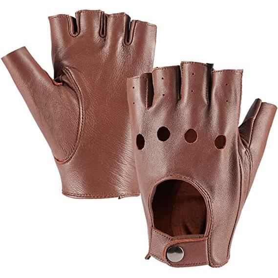 GANTS DE CONDUITE CUIR AGNEAU-NON DOUBLÉ-22103NF Noir