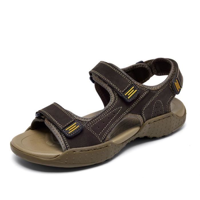 Sandales Homme Cuir Randonnée Bout Fermé Respirante Confortable