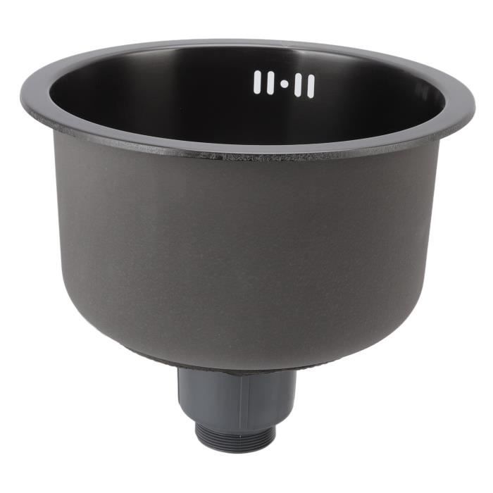 Évier De Cuisine Rond En Granit à Un Bac égouttoir Siphon Noir Ramis