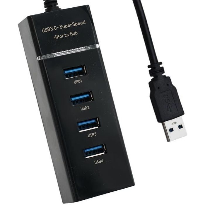 USB 3.0 haute vitesse 4 ports hub super vitesse pour PS4 (S) / PS4 PRO / XBOX ONE (S) / XBOX 360 / PC - NOIR