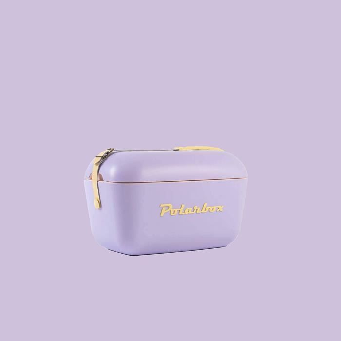 Glacière portable rétro-vintage POLARBOX - Violet - 20 litres - Porexpan - Poignée en cuir naturel