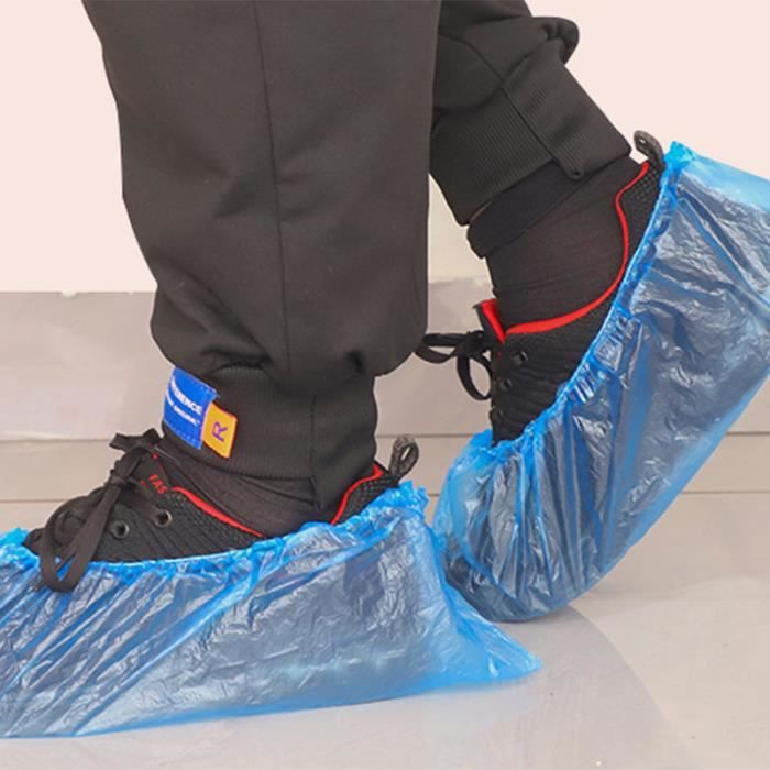 100 Surchaussures Jetables CPE - Antidérapantes, Imperméables, Taille Universelle Jusqu'à 47