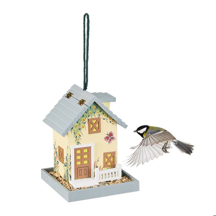 Meilleurs prix pour Relaxdays Mangeoire d’extérieur pour oiseaux, cabane de jardin en bois, à suspendre, HLP: 23,5x18x18 cm, multicolore