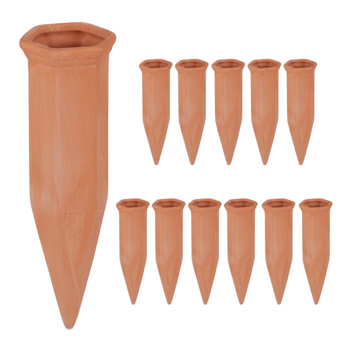 Relaxdays Cônes Arrosage Terre Cuite - Lot De 6 - Arrosage Automatique Plantes Intérieur/Extérieur