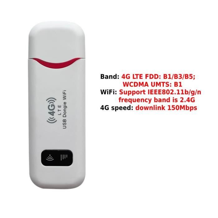 Clé Modem USB 4G LTE - Adaptateur WiFi Portable - Haute Vitesse Internet
