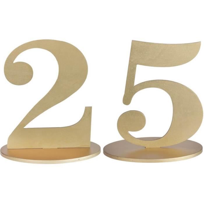 Décoration de table anniversaire chiffre 25 en bois doré métallisé REF/6184  - Cdiscount Maison