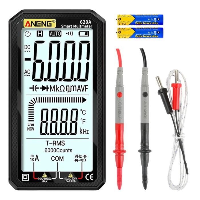 Multimètre Numérique Professionnel Irfora V9 6000 Comptes - 2000V, NCV, Test De Température - Idéal électricien, Mineur, Bricoleur - 10