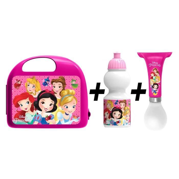 DISNEY PRINCESSE Combo boîte à gouter + bidon + klaxon