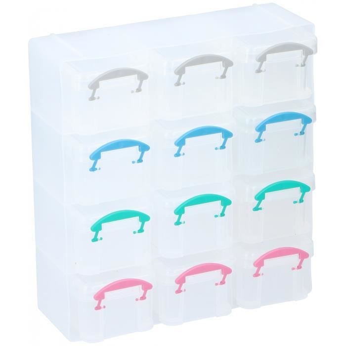 TOM boîte de rangement en polypropylène transparent 12 compartiments
